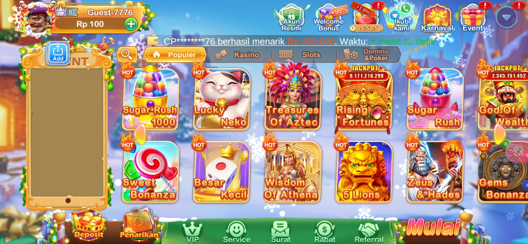 Daftar permainan slot populer di Sia777 dengan jackpot besar hingga miliaran rupiah.